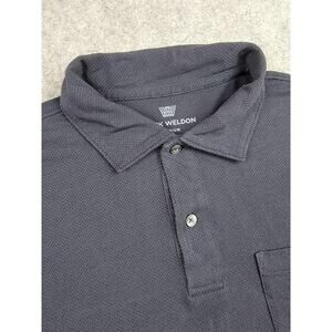 Mack Weldon Polo Shirt Mens Medium Black Pique Pocket Casual Modal Blend Stretch